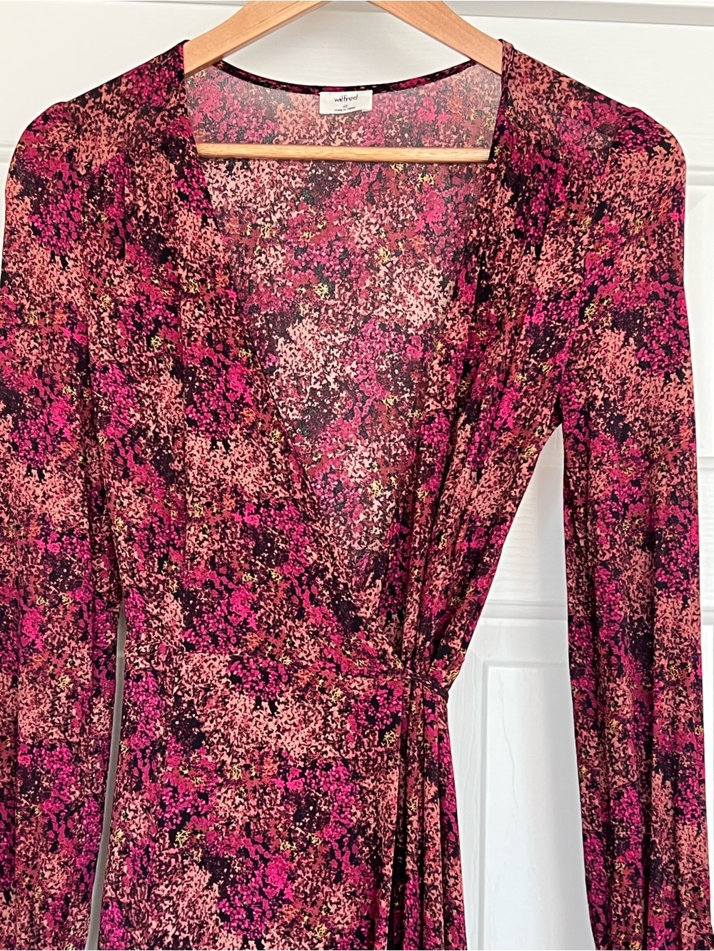 Aritzia Wilfred Burgundy Wrap Midi Dress